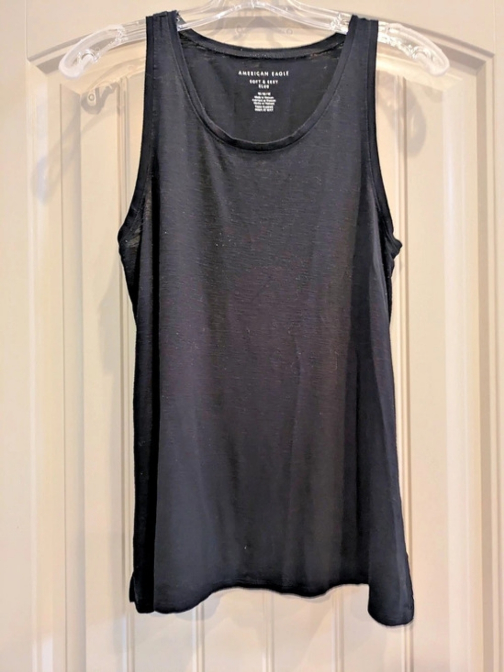 American Eagle Soft Slub Tank Top in Black Size Medium